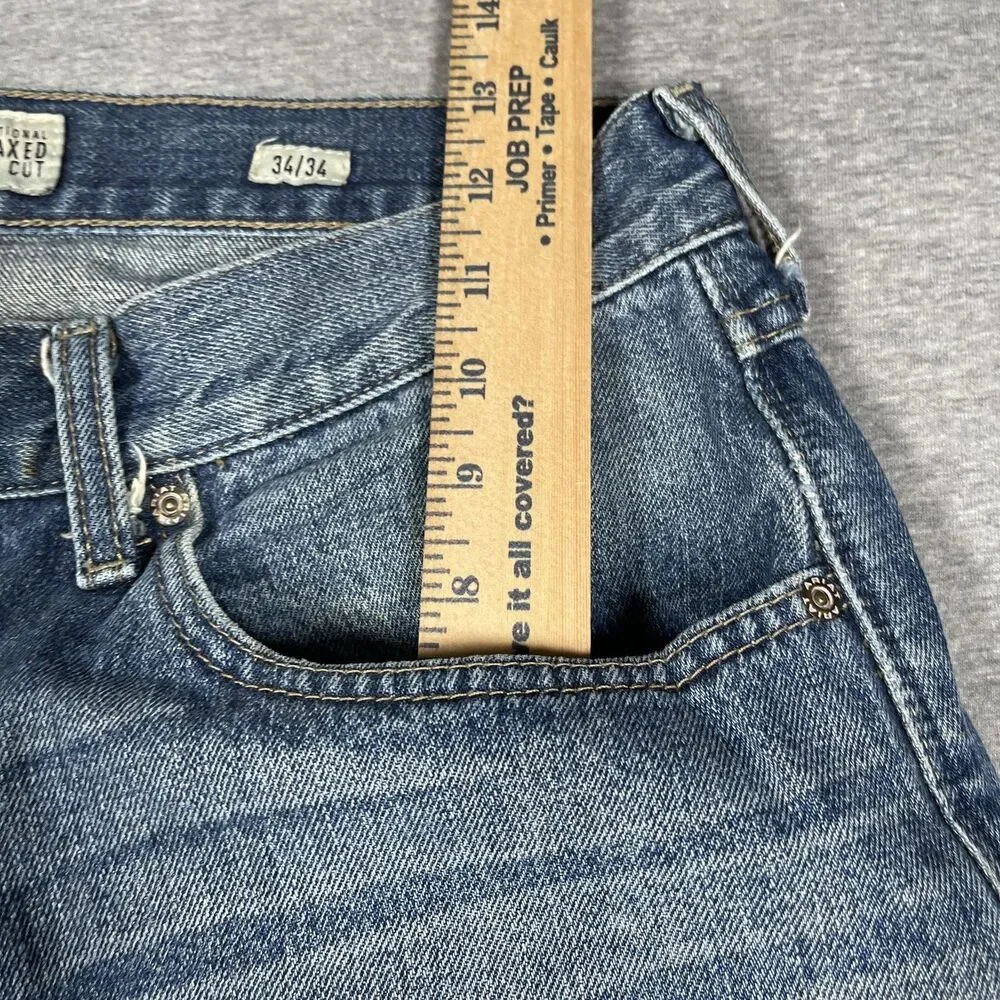 Ariat Legacy M2 Jeans Mens 34x32 Blue Light Wash Relaxed Boot Cut Distressed